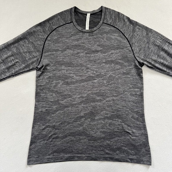 Lululemon Men Black Anchor Gray Camo Mesh Metal Vent Tech Long Sleeve Shirt XL - Picture 5 of 11
